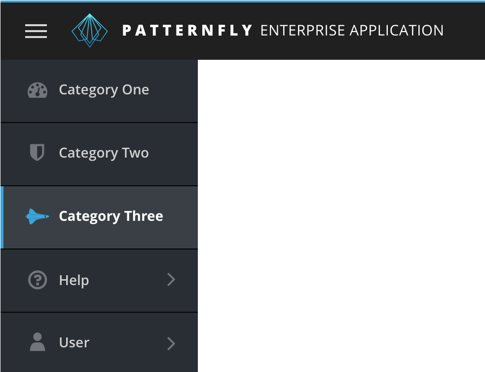 Pattern Fly Enterprise Application Menu Screenshot PNG