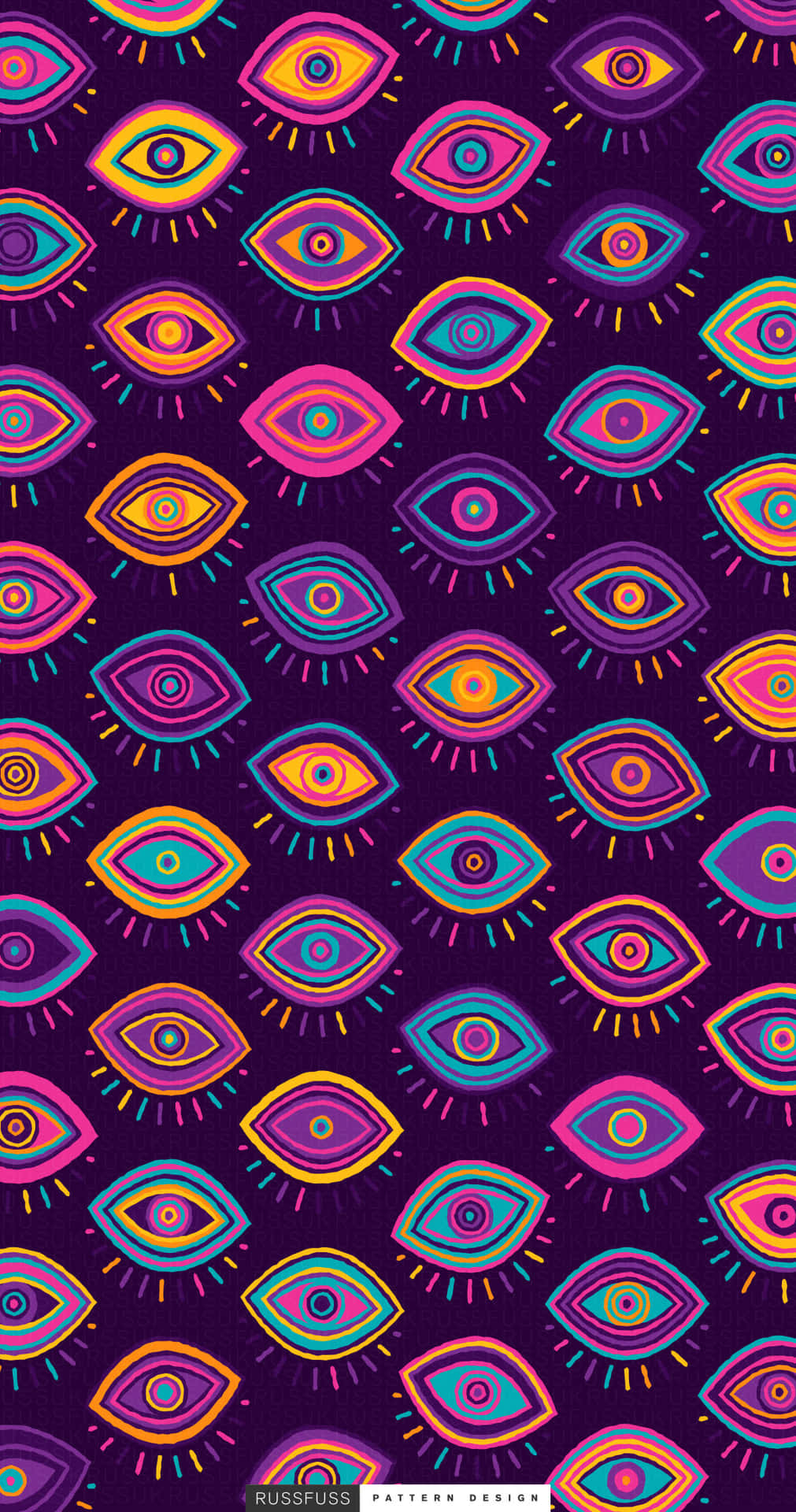 A Colorful Pattern With Many Colorful Eyes Wallpaper