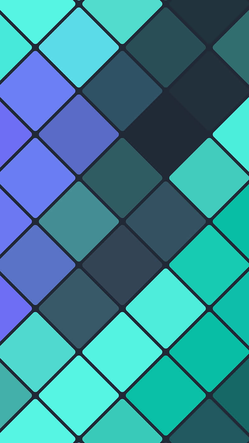 En blå og grøn flisebaggrund med firkanter Wallpaper