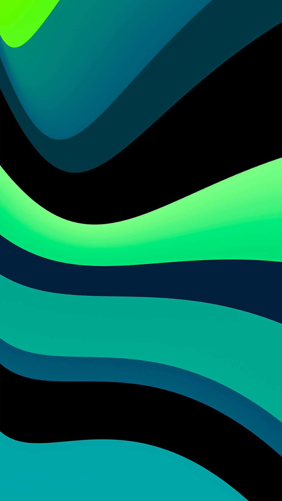 A Green And Black Abstract Background With A Wave Pattern Wallpaper