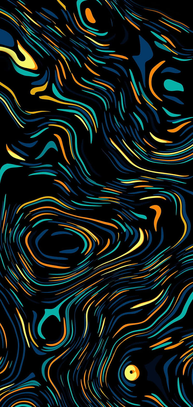 Einbuntes Abstraktes Muster Mit Wellen Auf Schwarzem Hintergrund. Wallpaper