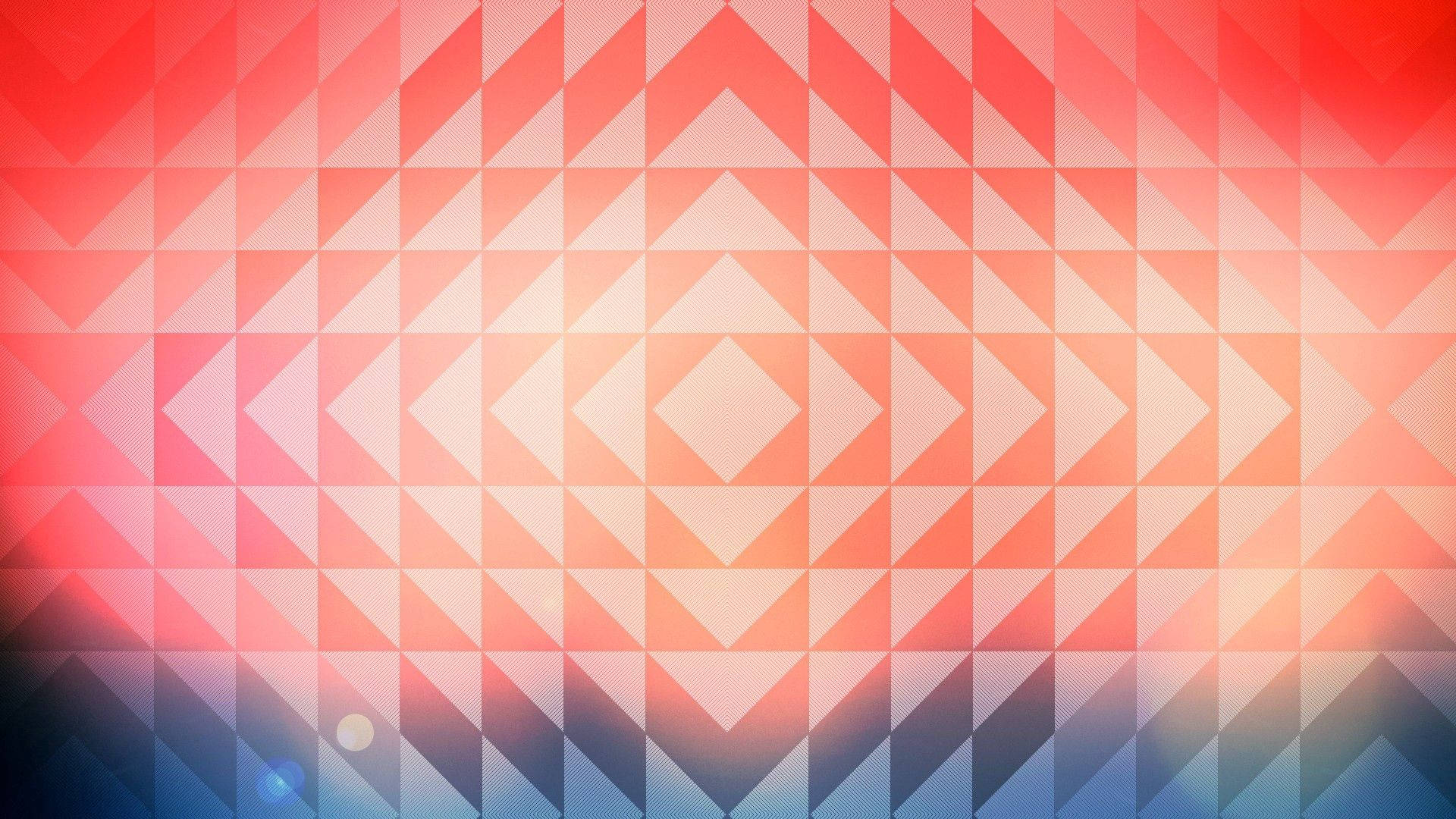 Geometric Shapes Retro Pattern Wallpaper — Vibrant geometric pattern of nested diamonds radiating from center with gradient reds oranges and blues.