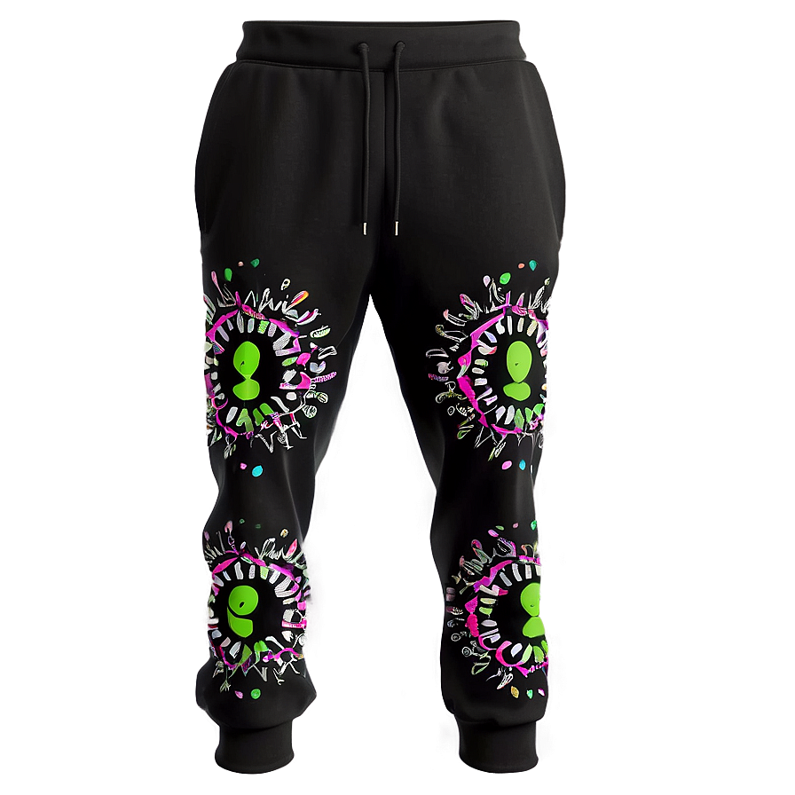 Patterned Black Sweatpants Png Jam PNG