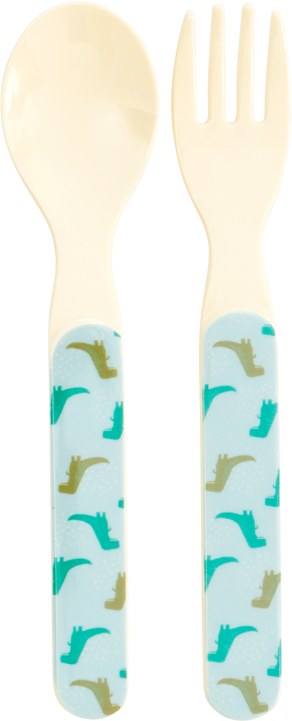 Patterned Childrens Forkand Spoon Set PNG
