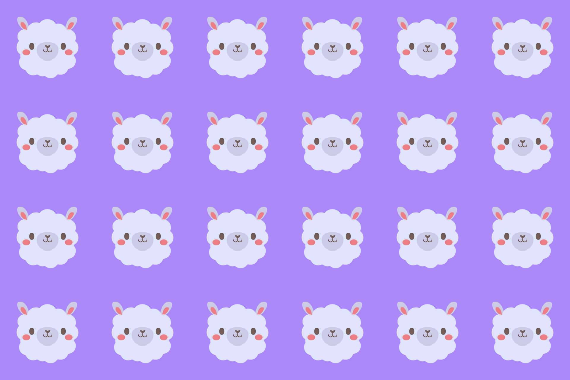 Patterned Cute Alpaca Faces Purple Background.jpg Wallpaper