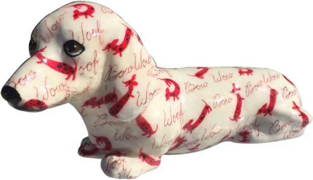 Patterned Dachshund Figurine PNG