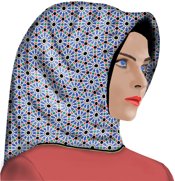 Patterned Hijab Portrait PNG