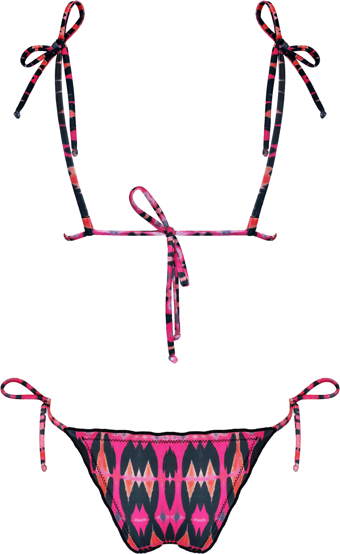 Patterned Lingerie Setwith Bow Ties PNG