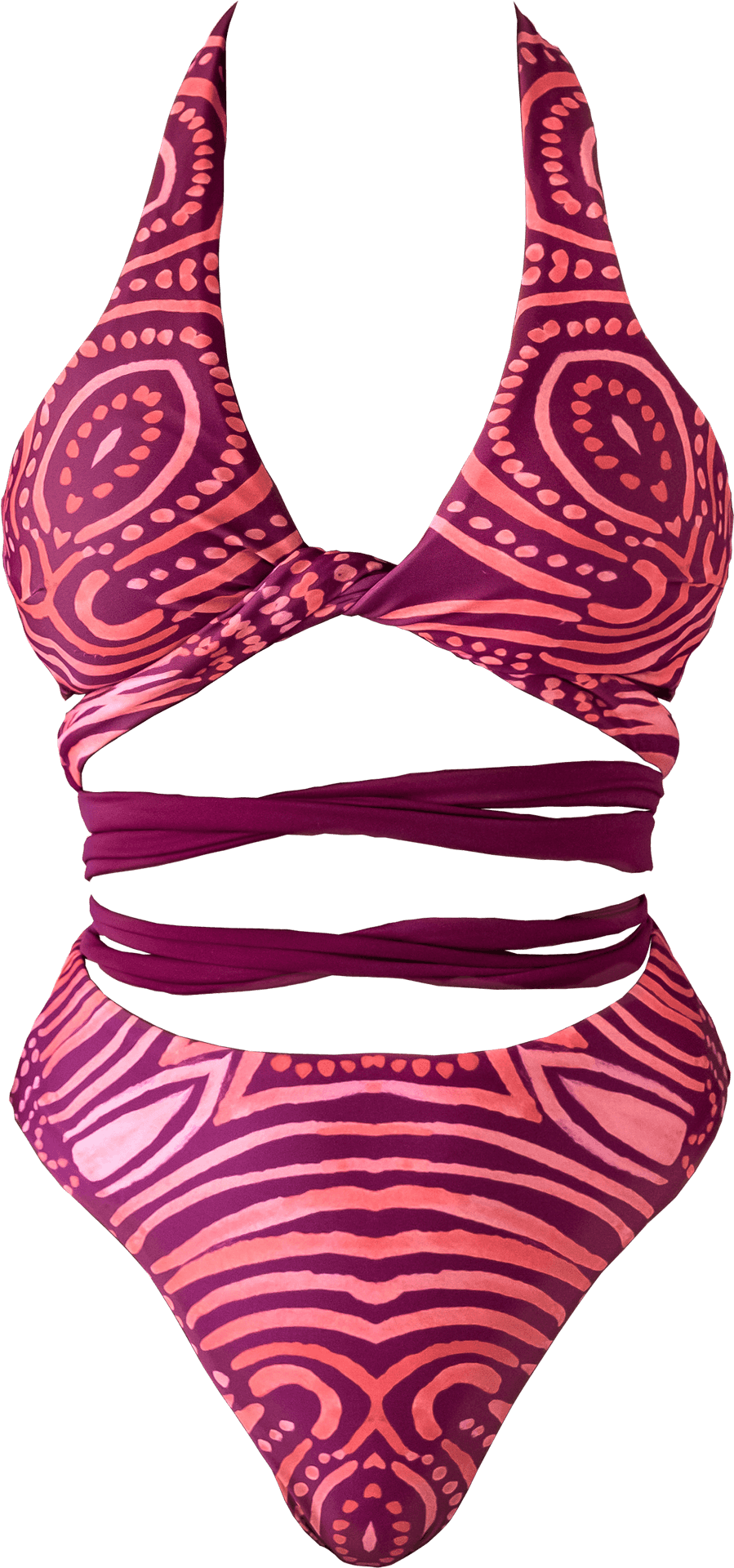 Patterned Pink Bikini Swimwear PNG