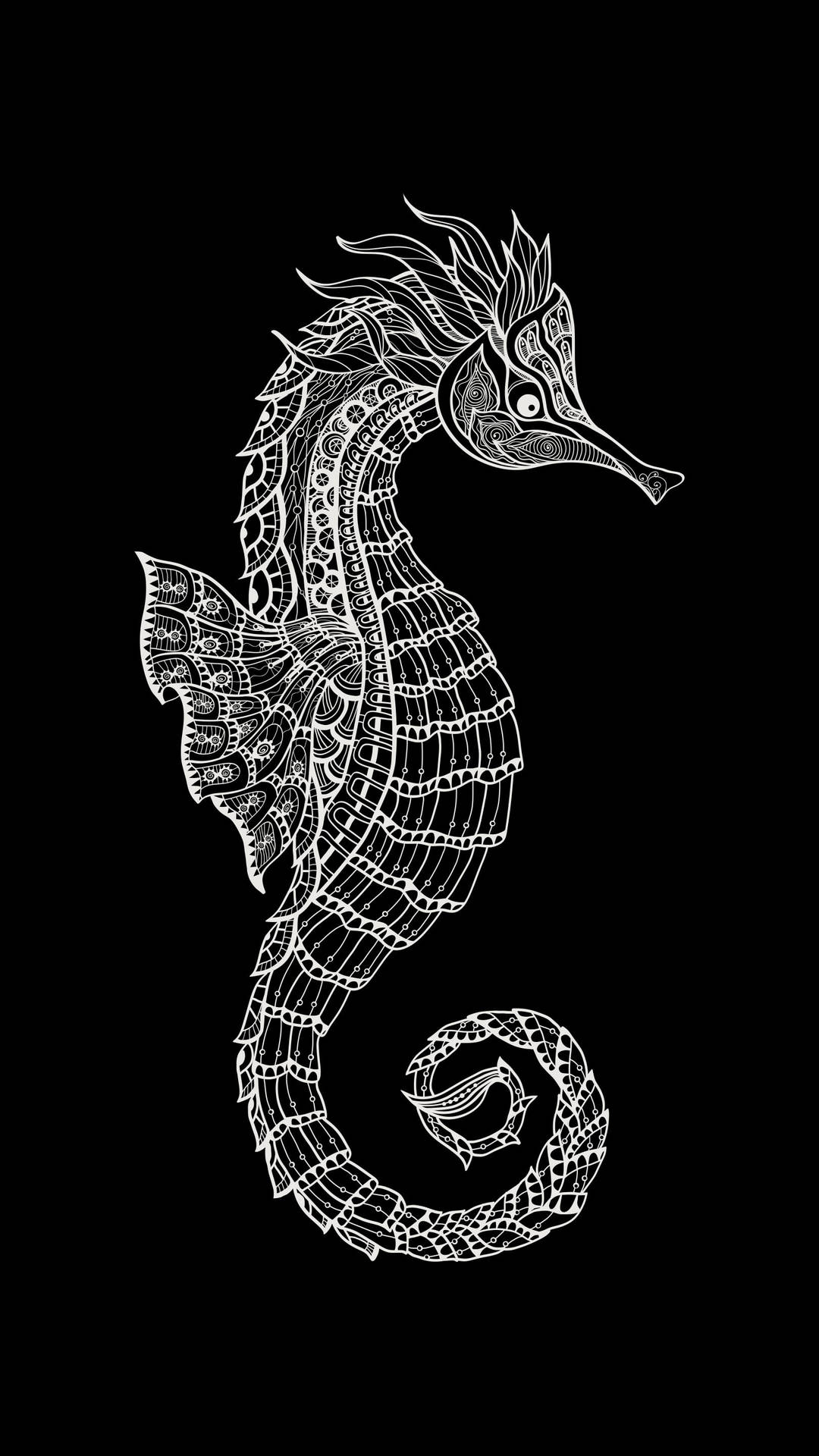 Patterned Seahorse HD Tattoo Wallpaper
