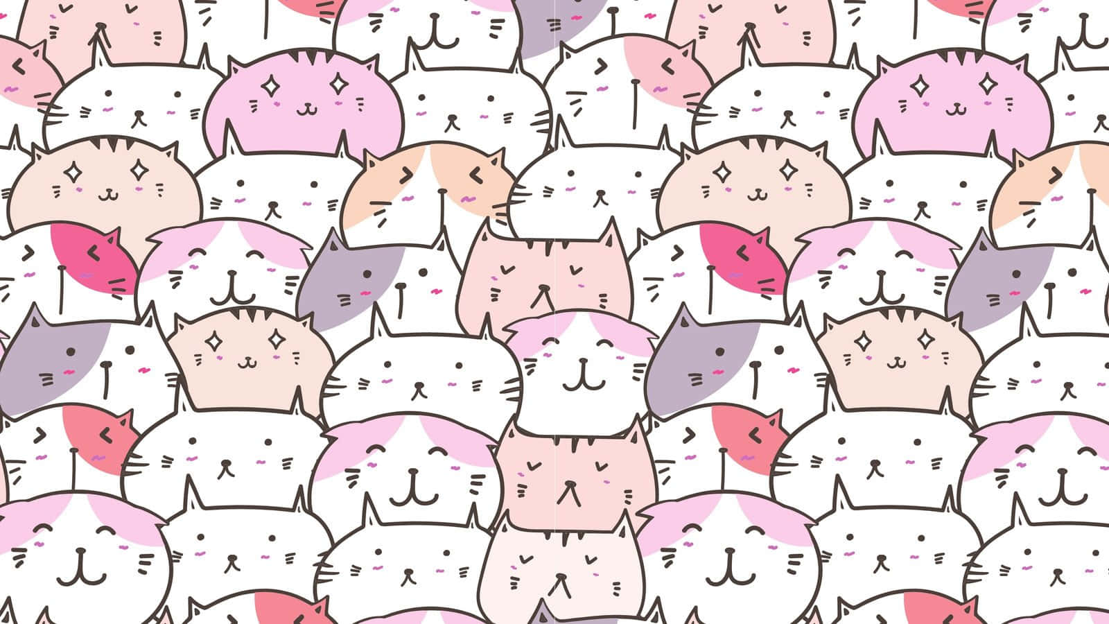 Patternof Adorable Cartoon Cats Wallpaper