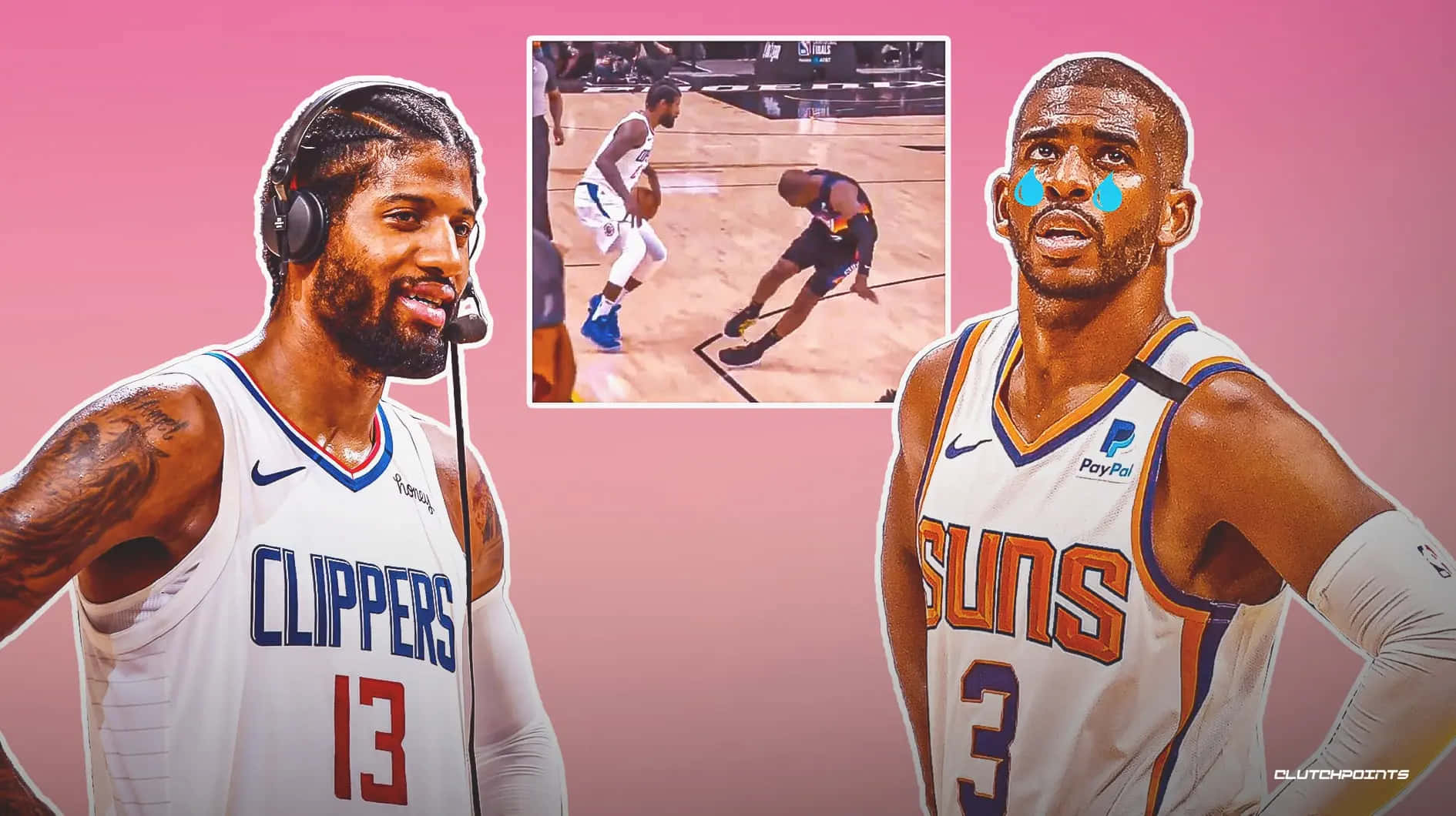 Paul George fra Los Angeles Clippers dribler bolden. Wallpaper