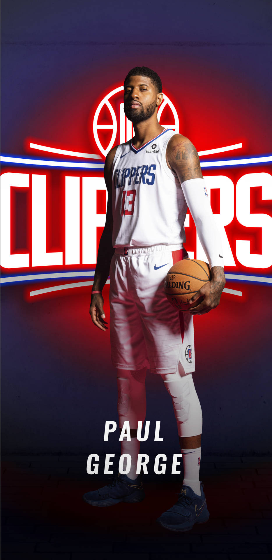 Paul George Clippers Neon Light Wallpaper