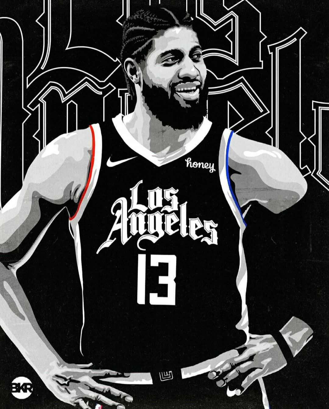 Paul George Clippers Black And White Wallpaper