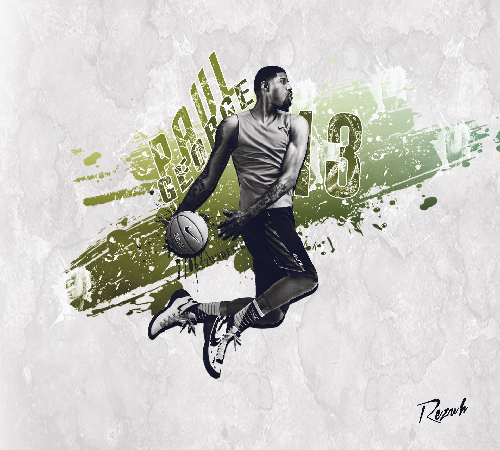 Paul George Grey And Green Illustration Wallpaper
