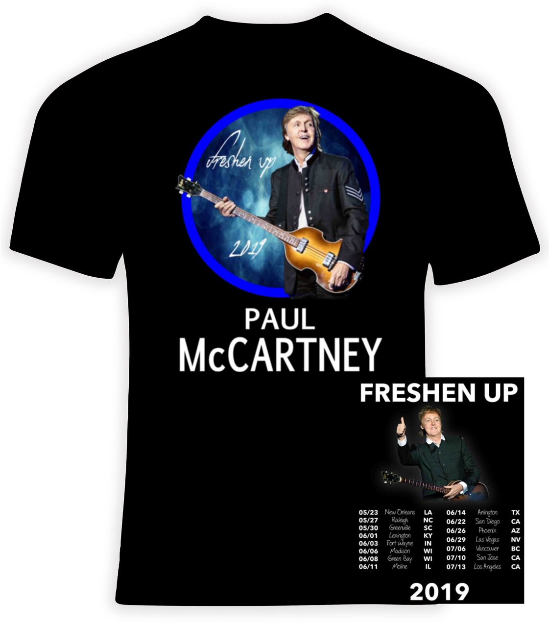 Paul Mc Cartney Freshen Up Tour2019 T Shirt Design PNG