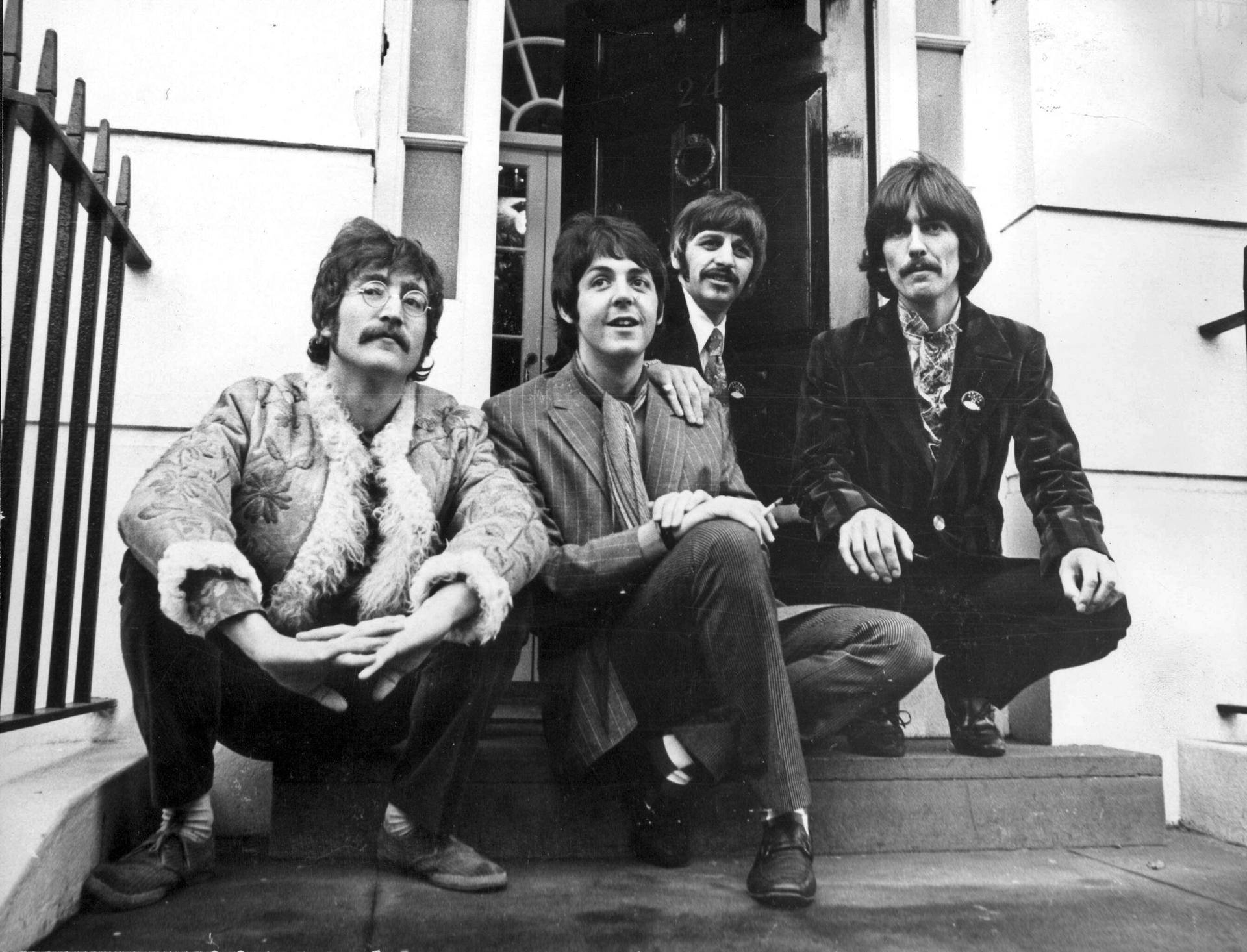 Paul Mccartney Beatles Sitting Doorway Background