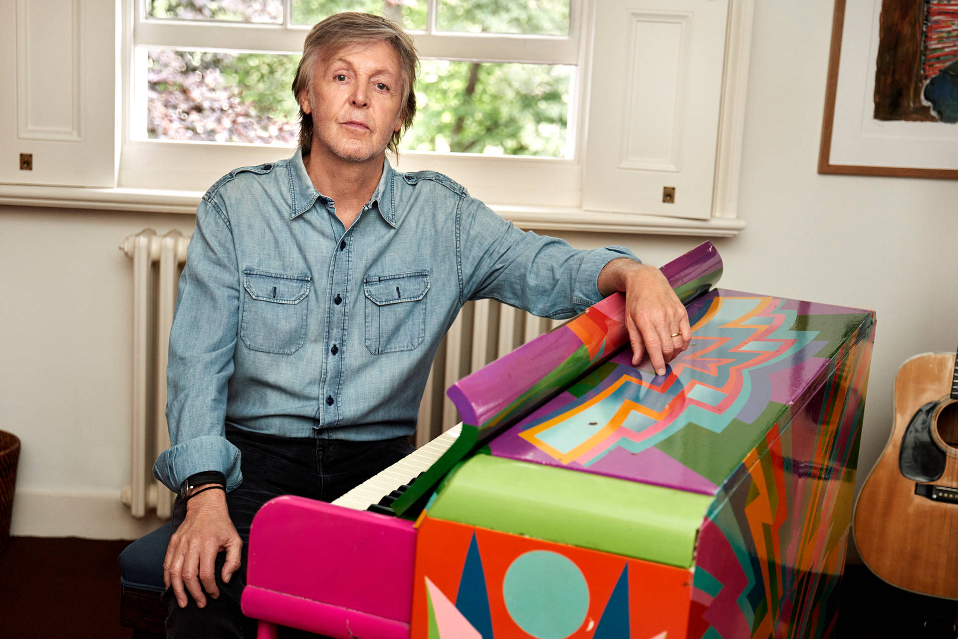 Paul McCartney Farverigt Piano Nøgler Tapet: Wallpaper