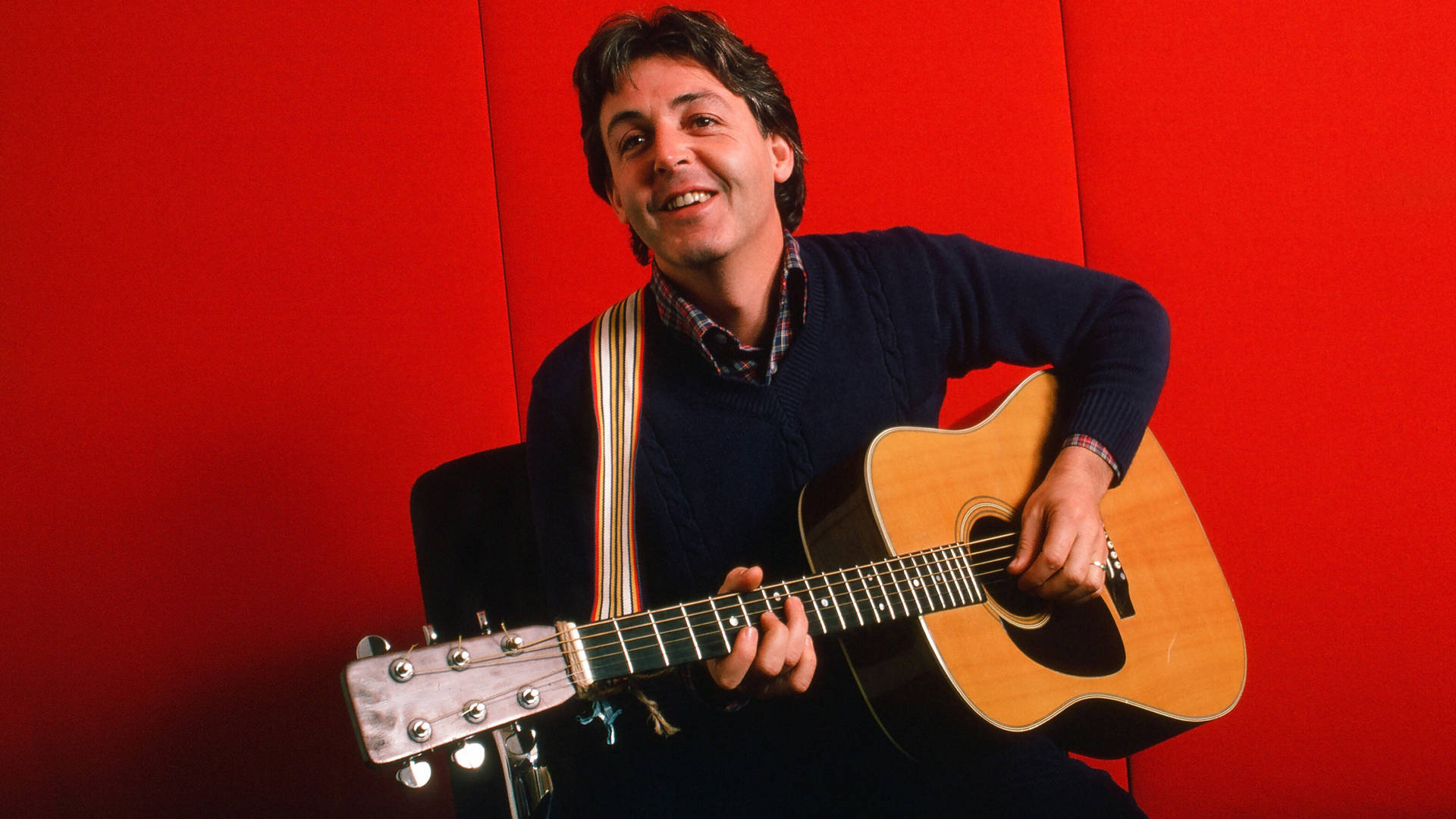 Paul McCartney Young Red Background Wallpaper