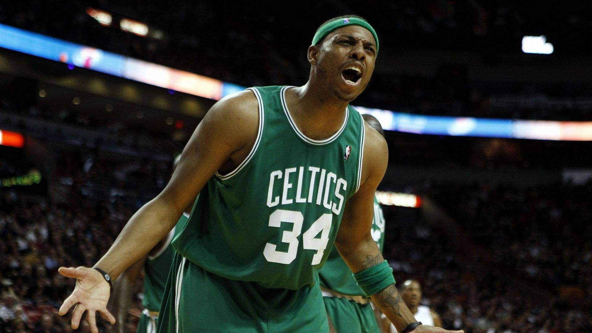 Paul Pierce With Hands Spread And Incredulous Face Wallpaper