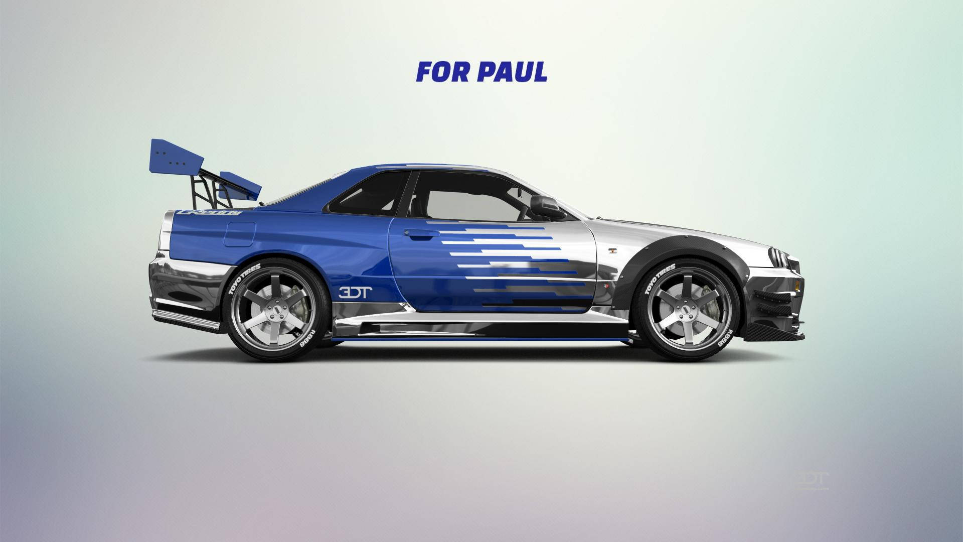 Si tus vægge med Paul Walker og hans bil - Hurtig og vred Wallpaper