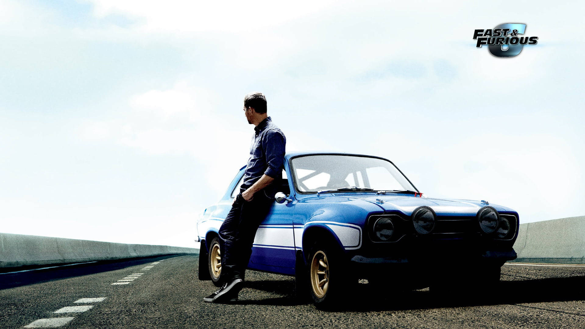 Paul Walker Leaning On A Blue Car