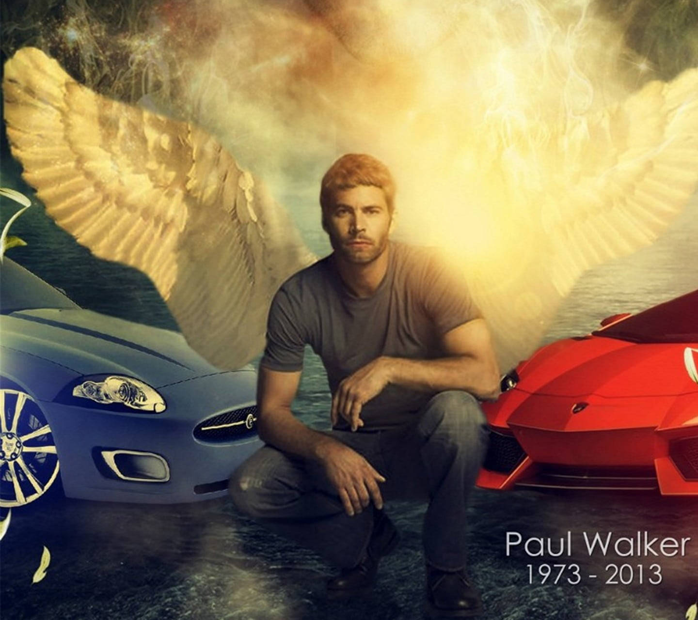 Paulwalker Med Änglavingar. Wallpaper