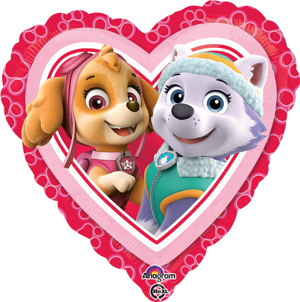 Paw Patrol Characters Heart Balloon PNG