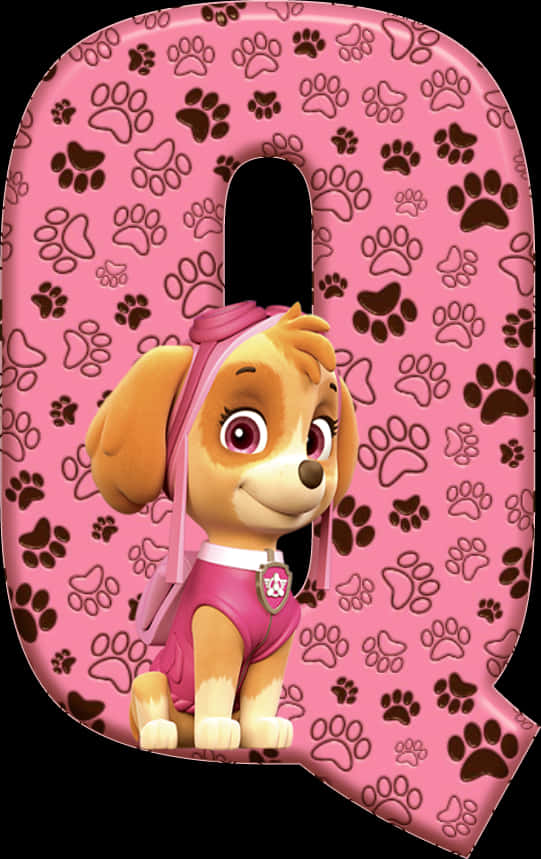 Paw Patrol Pink Pup Letter Q PNG