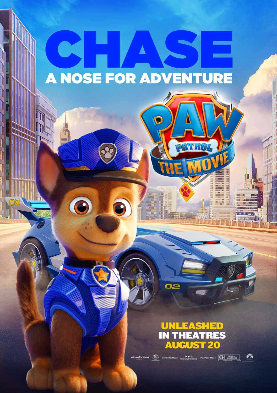 Paw Patrol The Movie Chace Og Car Patrol Mønster. Wallpaper