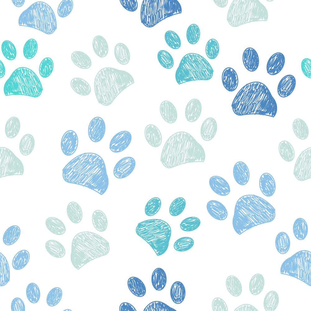 A colorful paw print on a soft pink background