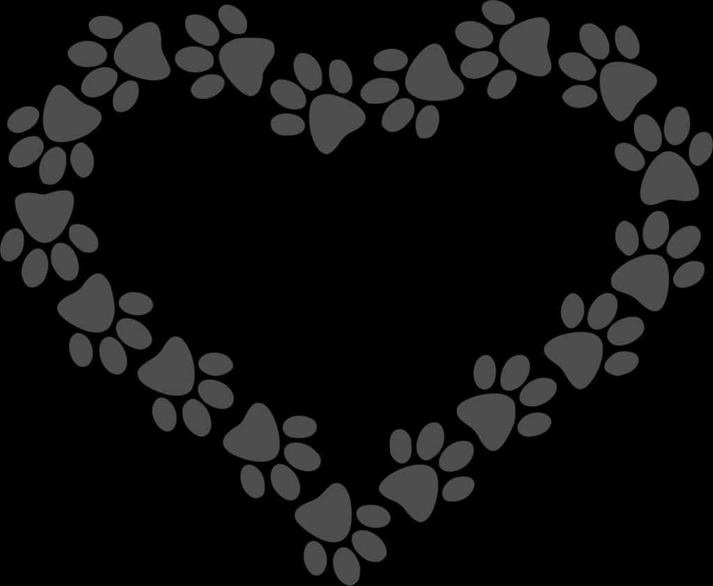 Paw Print Heart Shape PNG