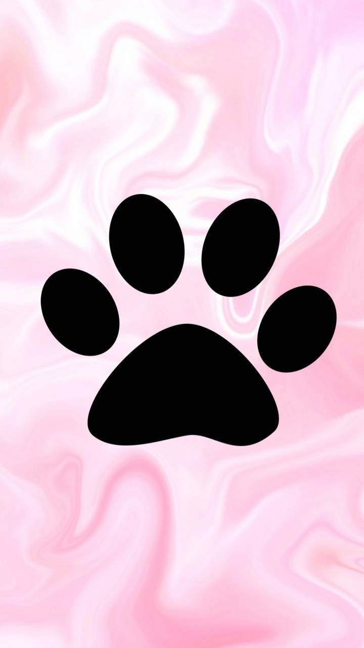 Download Paw Print On Pink Marble Wallpaper 