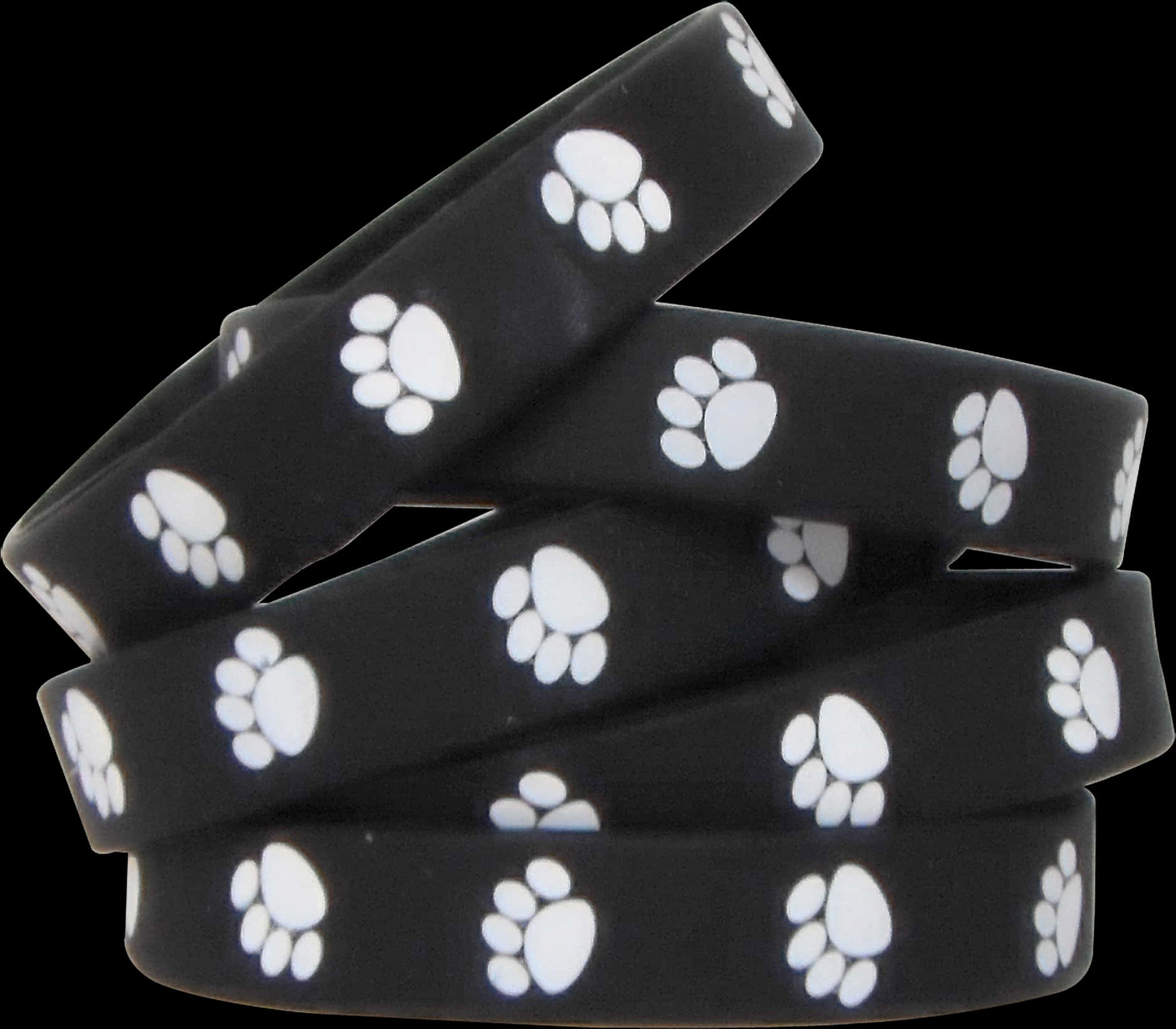 Paw Print Wristbands Black White PNG