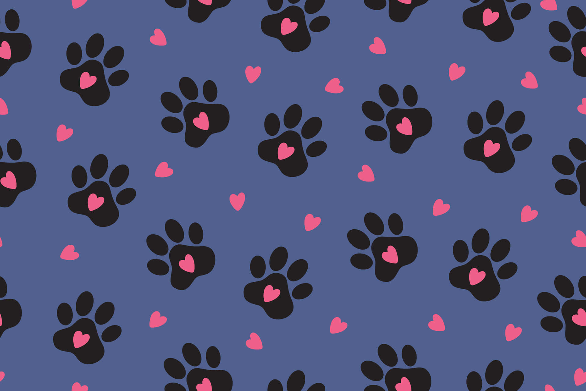 Paw_ Prints_and_ Hearts_ Pattern Wallpaper