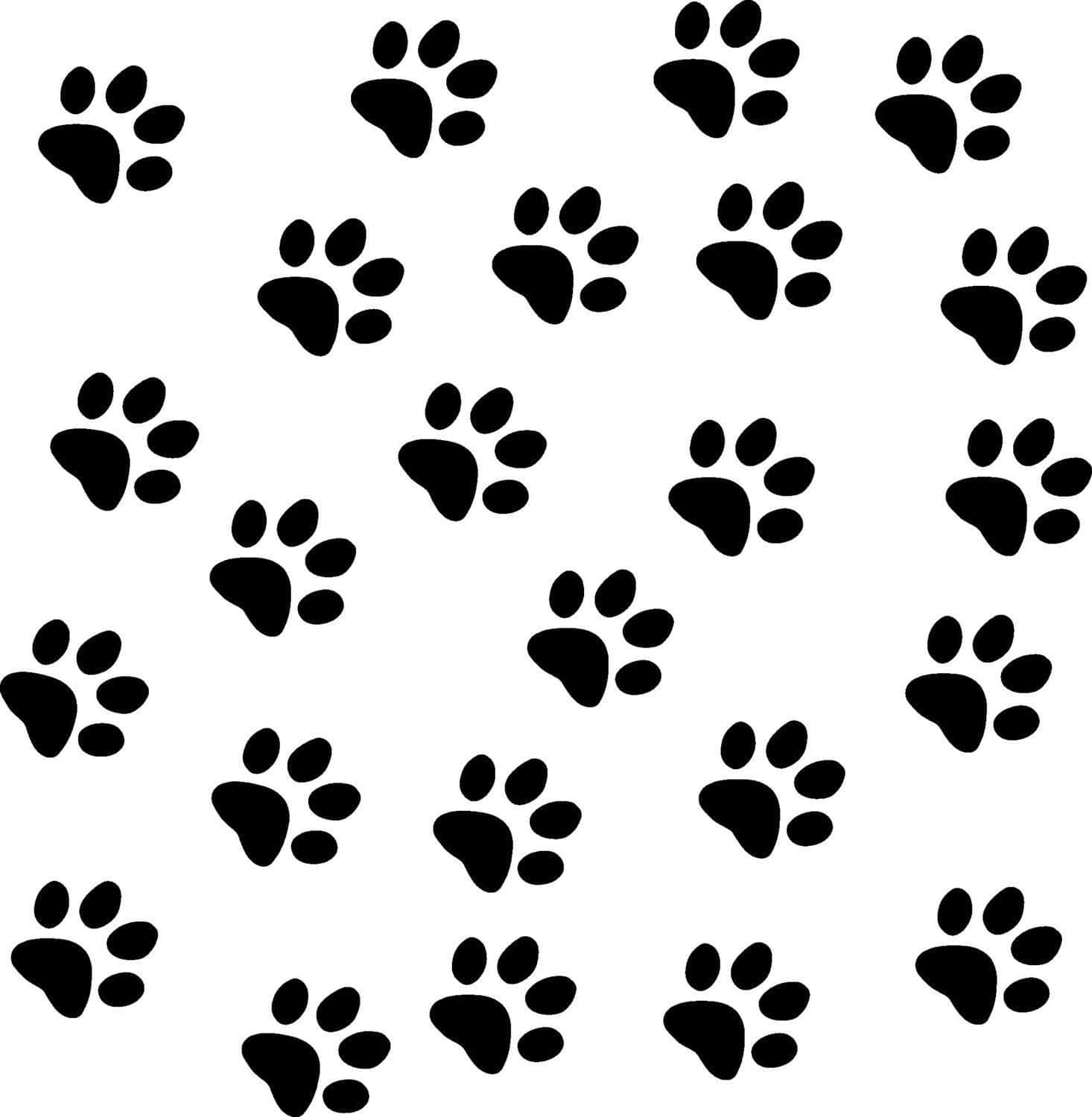 A Black And White Pattern Of Paw Prints