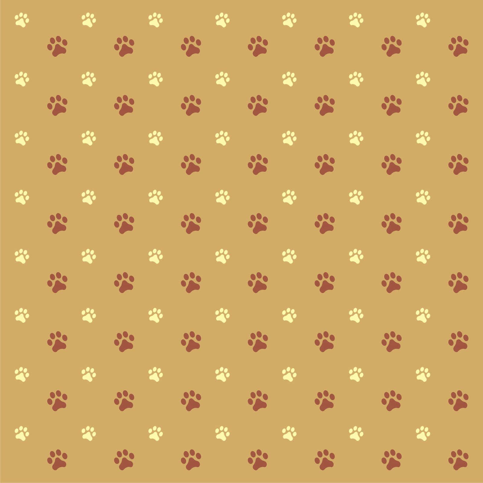 A Yellow Background With Paw Prints