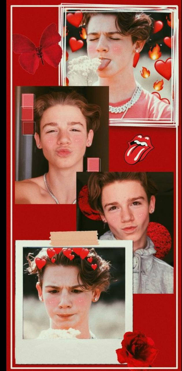 Payton Moormeier Collage A Tema Rosso Sfondo
