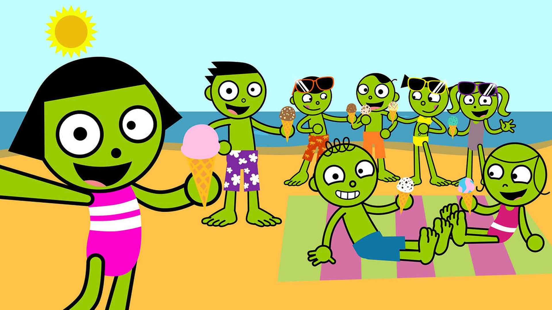 Pbs Kids At The Beach Background