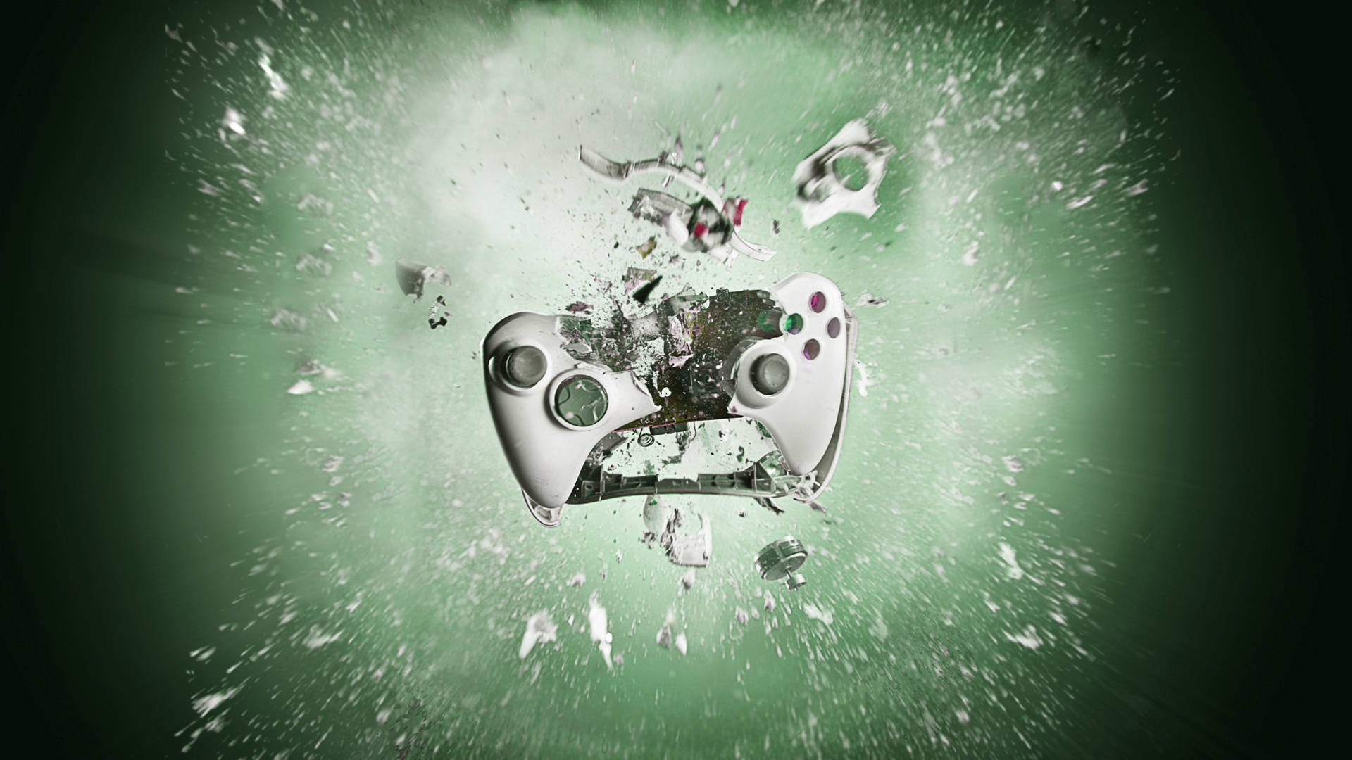 Pc Gaming Destroyed Controller Wallpaper