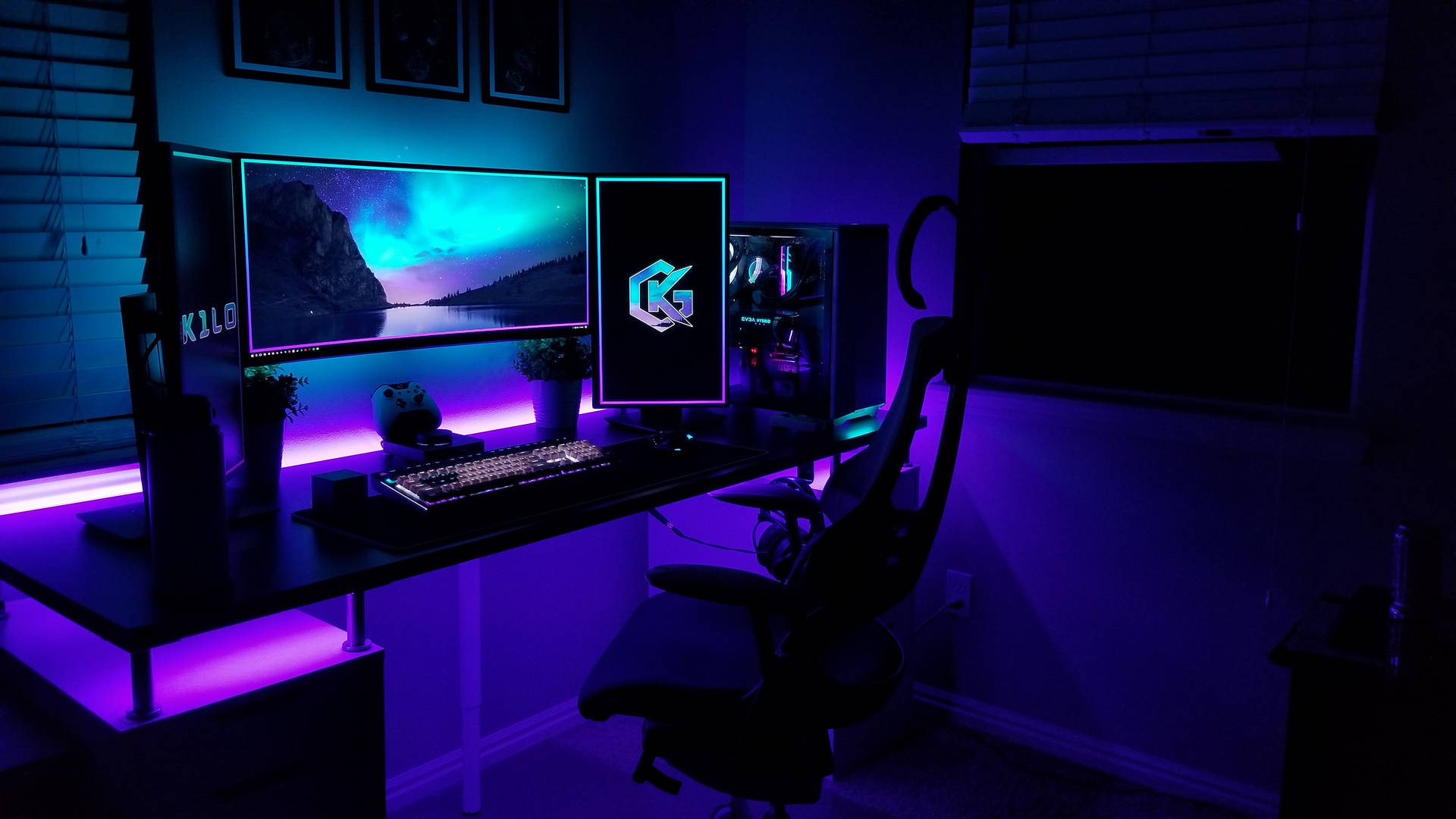 Opsætning af PC-gaming med RGB 4K tapet Wallpaper