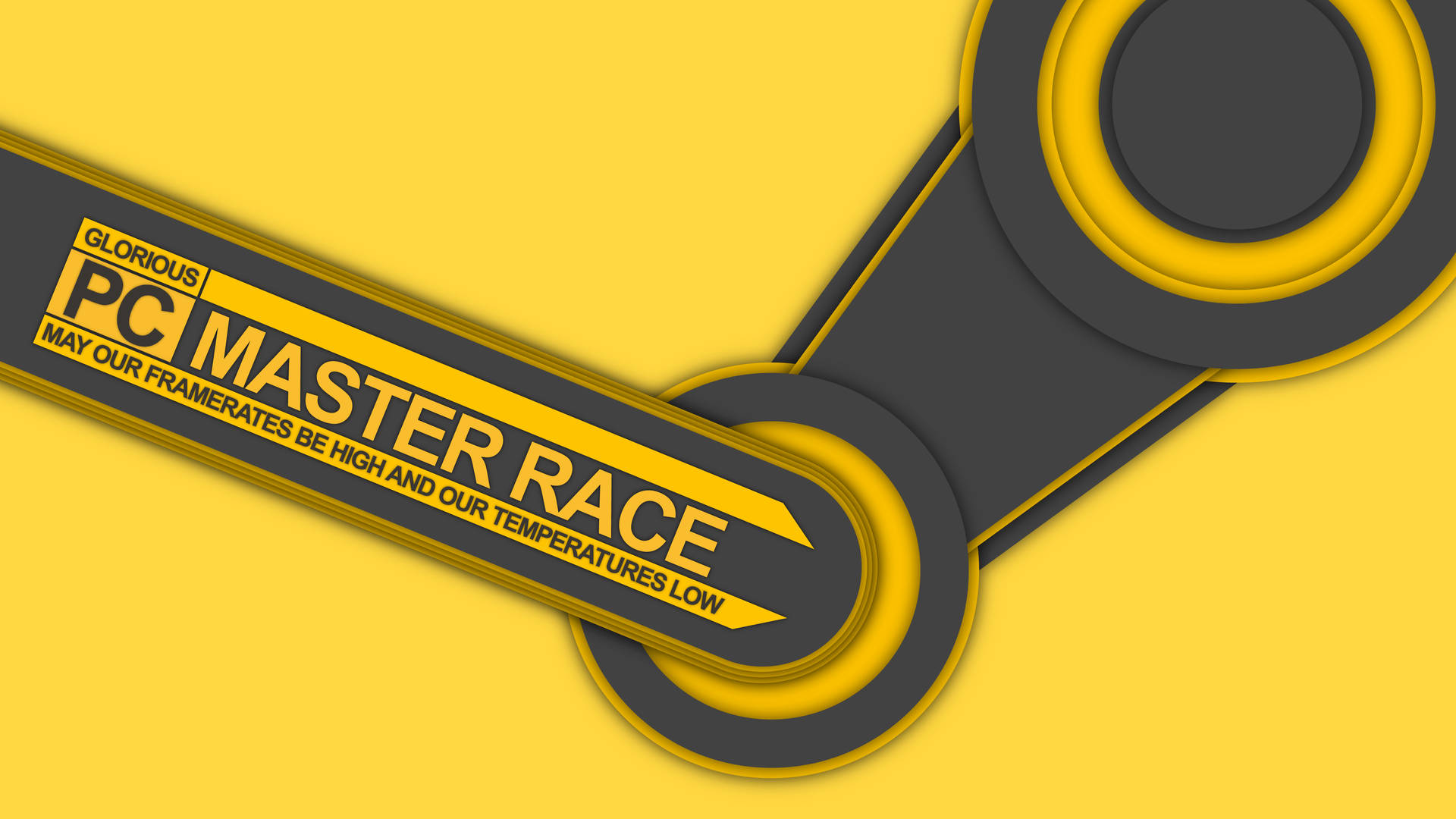 PC Master Race Yellow Steam Logo Wallpaper