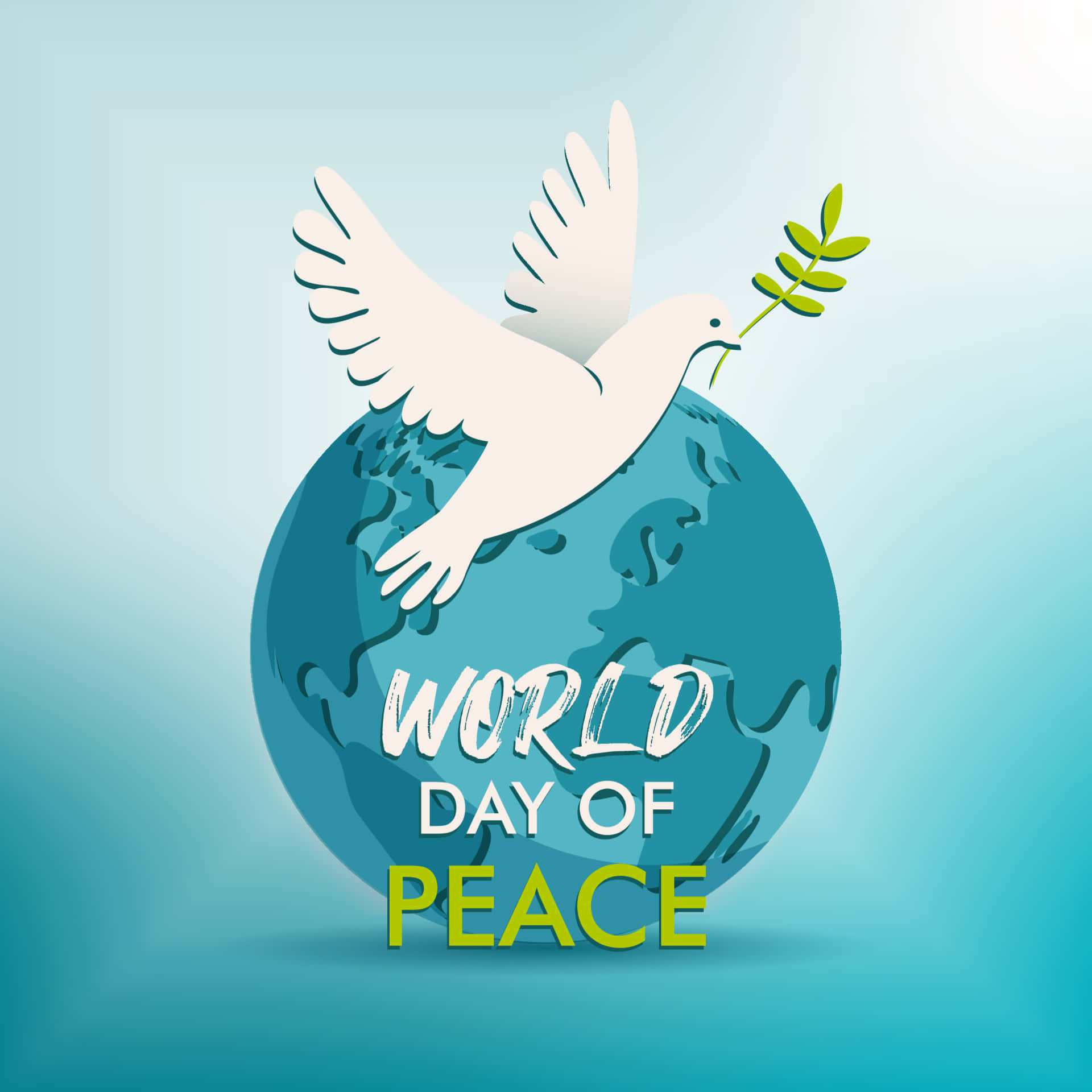 World Day Of Peace With A Dove Flying Over The Globe