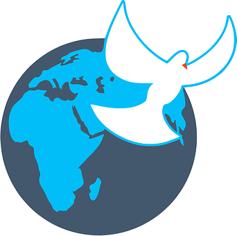Peace Dove Over Blue Globe PNG