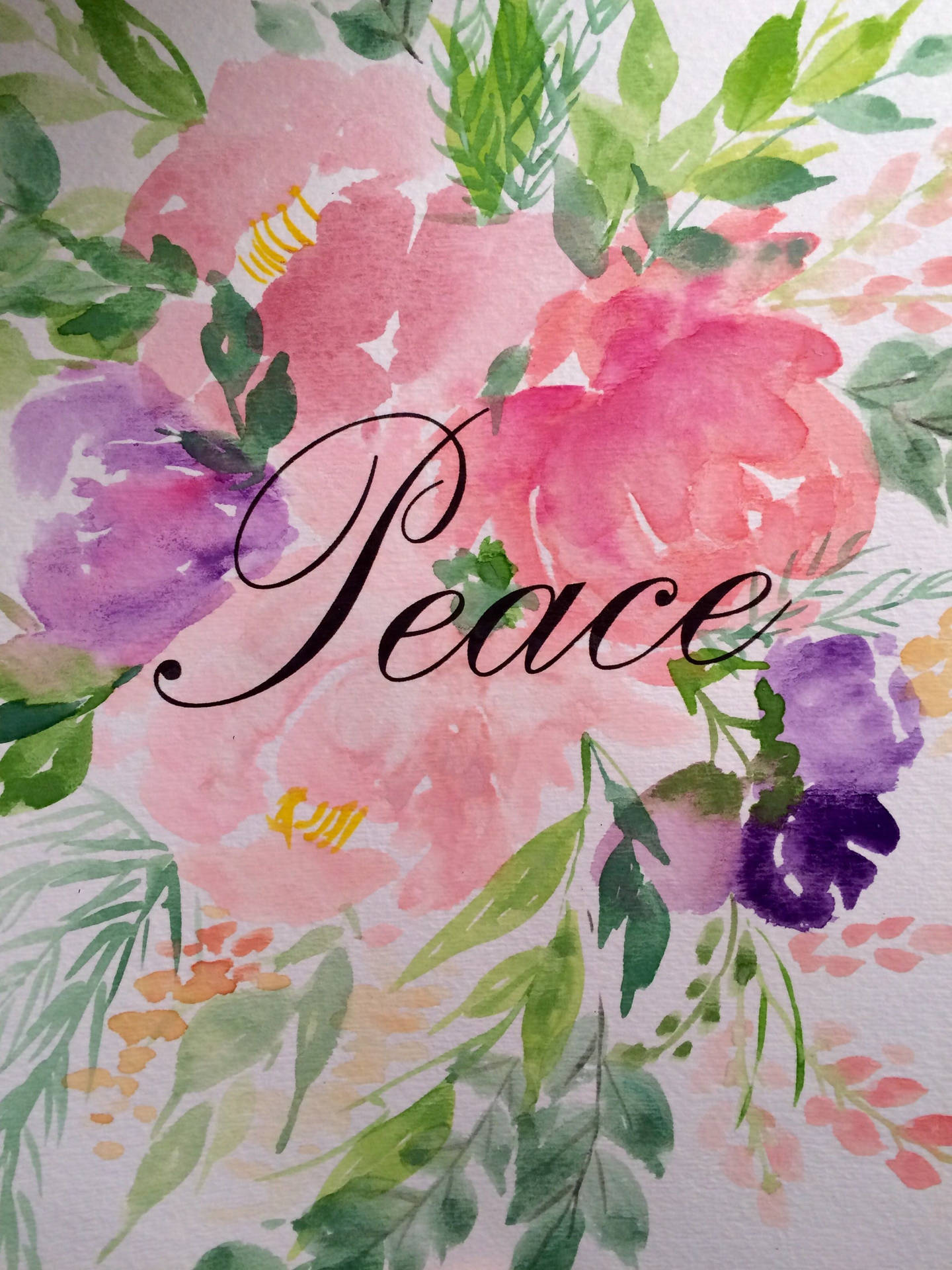 Peace Floral Watercolor Art Background