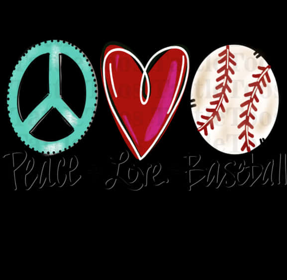 Peace Love Baseball Graphic PNG