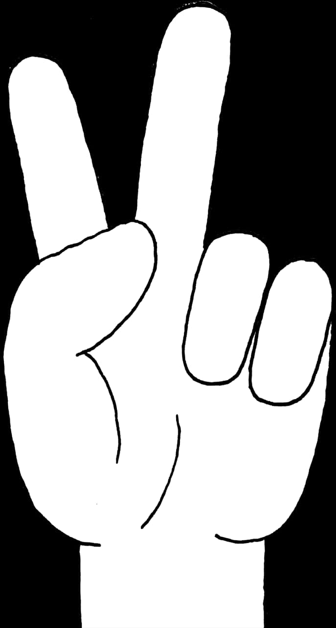 Peace Sign Hand Gesture Blackand White PNG