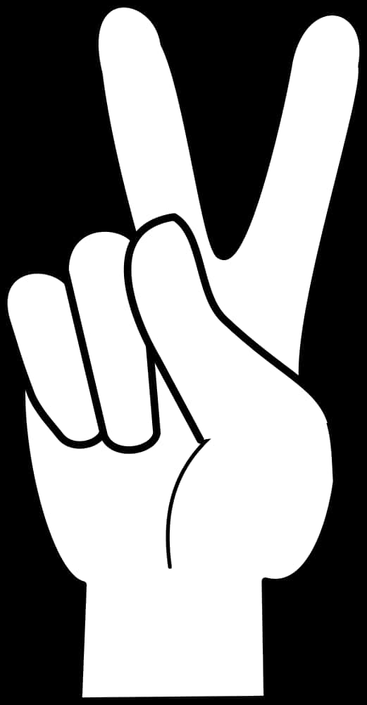 Peace Sign Hand Gesture Blackand White PNG