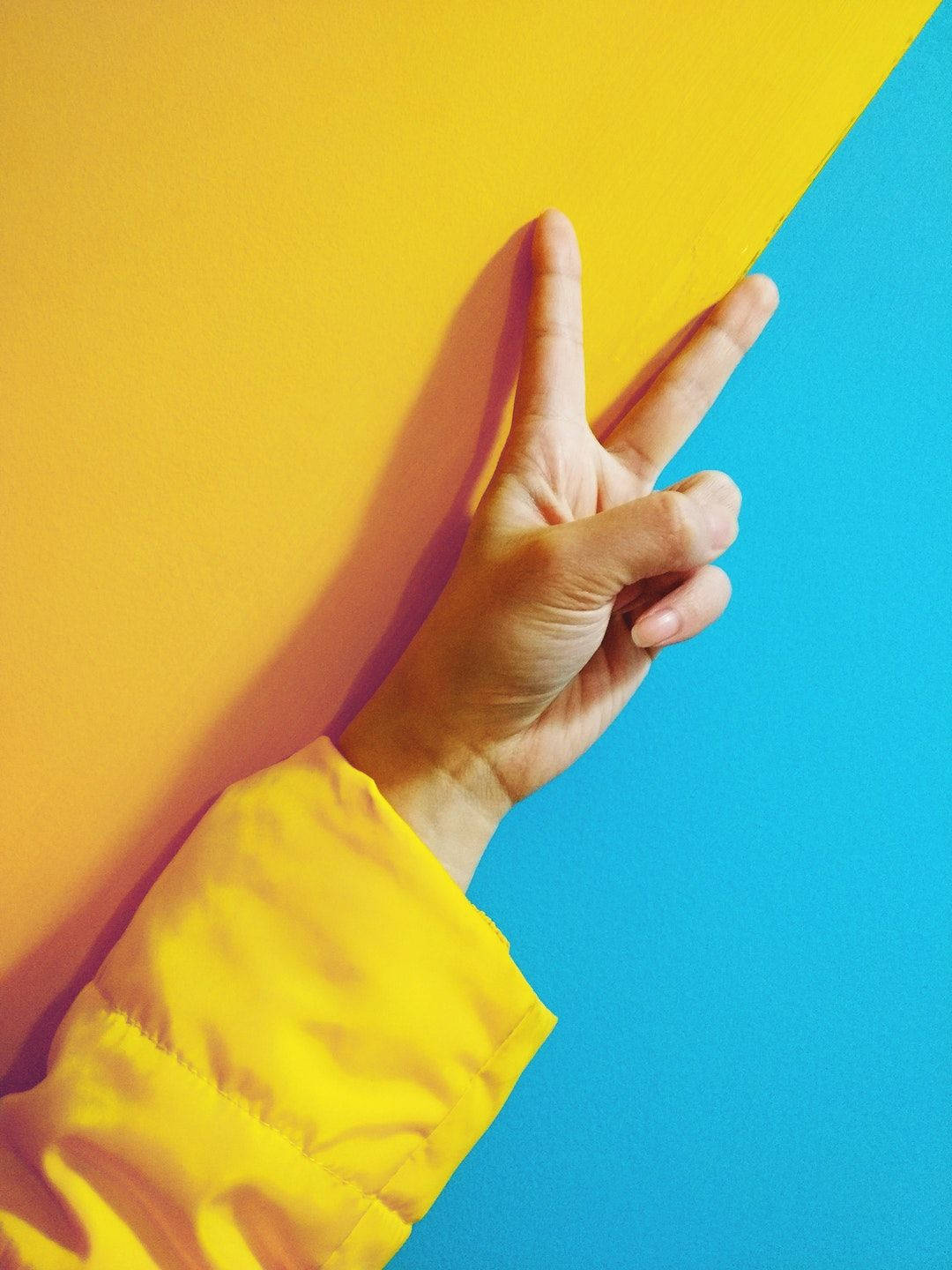 Peace Sign In Cute Yellow And Blue Background