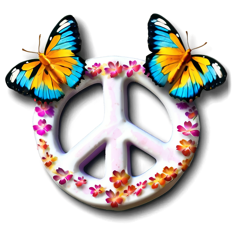 Peace Sign With Butterfly Png 05252024 PNG